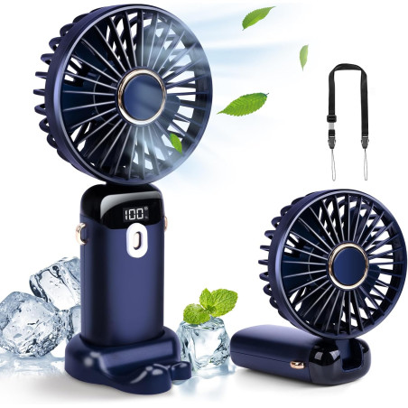 BOSONER Mini ventilateur portable – Ventilateur électrique rechargeable avec 5 vitesses – Petit ventilateur portable 4000 mAh à 