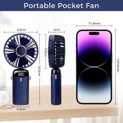 BOSONER Mini ventilateur portable – Ventilateur électrique rechargeable avec 5 vitesses – Petit ventilateur portable 4000 mAh à 