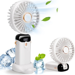 BOSONER Mini ventilateur portable – Ventilateur électrique rechargeable avec 5 vitesses – Petit ventilateur portable 4000 mAh à 