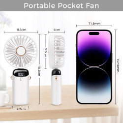 BOSONER Mini ventilateur portable – Ventilateur électrique rechargeable avec 5 vitesses – Petit ventilateur portable 4000 mAh à 