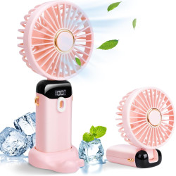 BOSONER Mini ventilateur portable – Ventilateur électrique rechargeable avec 5 vitesses – Petit ventilateur portable 4000 mAh à 