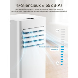 Climatiseur mobile 9000 BTU, 4 en 1 (refroidissement/déshumidification/ventilateur/mode veille), télécommande, écran LED, minute