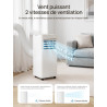 Climatiseur mobile 9000 BTU, 4 en 1 (refroidissement/déshumidification/ventilateur/mode veille), télécommande, écran LED, minute