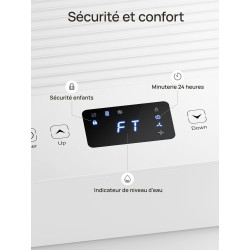 Climatiseur mobile 9000 BTU, 4 en 1 (refroidissement/déshumidification/ventilateur/mode veille), télécommande, écran LED, minute