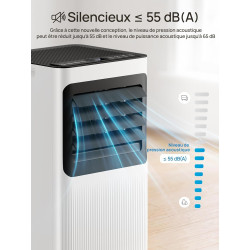 Climatiseur mobile 7000 BTU, 4 en 1 (refroidissement/déshumidification/ventilateur/mode veille), télécommande, écran LED, minute
