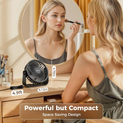 TriPole Ventilateur USB de Bureau, Mini Ventilateur Silencieux 3 Vitesses, Rotation 360°, Câble 1,5 m, Ventilateur Compact 4,5 P