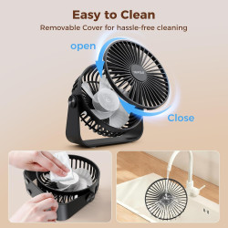 TriPole Ventilateur USB de Bureau, Mini Ventilateur Silencieux 3 Vitesses, Rotation 360°, Câble 1,5 m, Ventilateur Compact 4,5 P