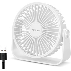 TriPole Ventilateur USB de Bureau, Mini Ventilateur Silencieux 3 Vitesses, Rotation 360°, Câble 1,5 m, Ventilateur Compact 4,5 P