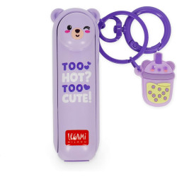 Legami – Mini Fan, Ventilateur Portable et Rechargeable, Motif Ours en Peluche, 3 Vitesses, Compact et Pliable, avec lumière et 