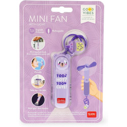 Legami – Mini Fan, Ventilateur Portable et Rechargeable, Motif Ours en Peluche, 3 Vitesses, Compact et Pliable, avec lumière et 