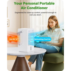 Climatiseur Mobile avec Réservoir de 1500ML | Rafraîchisseur d’Air 5 Vitesses & 2 Niveaux de Brume | Climatiseur Portable avec T