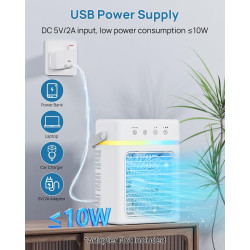 Climatiseur Mobile avec Réservoir 900ML, Refroidisseur d'Air 3 Niveaux & 2 Brumisation, Mini Climatiseur Portable, Minuterie Pro