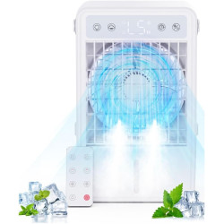 Climatiseur Mobile Silencieux - Refroidisseur d'Air USB avec 5 Intensités & 3 Modes, Climatiseur Portable Réservoir de 1500ML, T