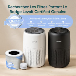 LEVOIT Filtre de rechange pour purificateur d'air HEPA 3 en 1, charbon actif à haute efficacité, noyau mini-RF blanc