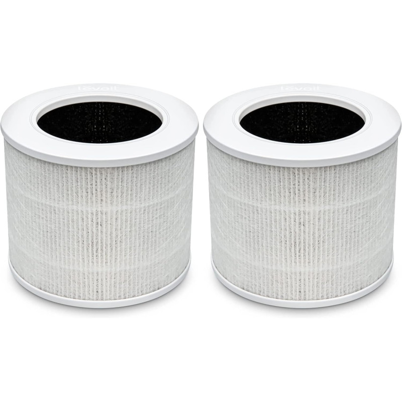 LEVOIT Filtre de rechange pour purificateur d'air HEPA 3 en 1, charbon actif à haute efficacité, noyau mini-RF blanc (Lot de 2)