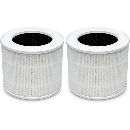 LEVOIT Filtre de rechange pour purificateur d'air HEPA 3 en 1, charbon actif à haute efficacité, noyau mini-RF blanc (Lot de 2)