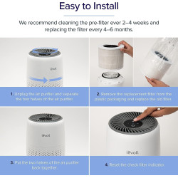 LEVOIT Filtre de rechange pour purificateur d'air HEPA 3 en 1, charbon actif à haute efficacité, noyau mini-RF blanc (Lot de 2)