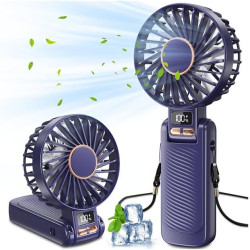 Ventilateur Portable, 5 Vitesses et 20h Fonctionnement, Mini Ventilateur USB Rechargeable avec 4500 mAh Batterie, Puissant et Si