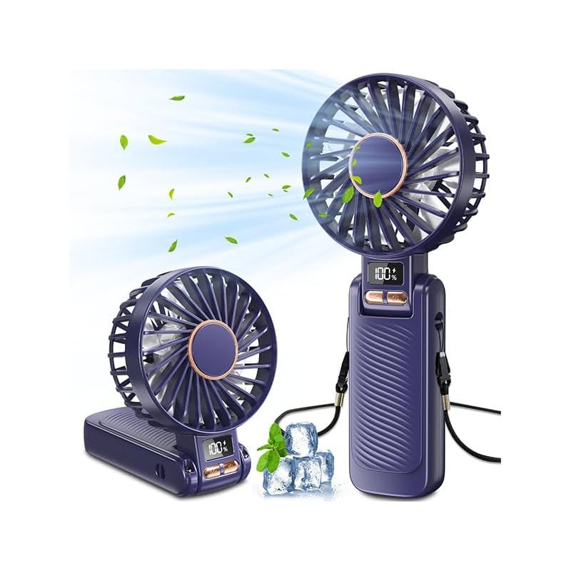 Ventilateur Portable, 5 Vitesses et 20h Fonctionnement, Mini Ventilateur USB Rechargeable avec 4500 mAh Batterie, Puissant et Si
