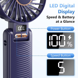 Ventilateur Portable, 5 Vitesses et 20h Fonctionnement, Mini Ventilateur USB Rechargeable avec 4500 mAh Batterie, Puissant et Si