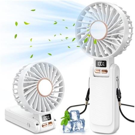 Ventilateur Portable, 5 Vitesses et 20h Fonctionnement, Mini Ventilateur USB Rechargeable avec 4500 mAh Batterie, Puissant et Si