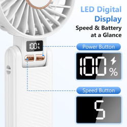 Ventilateur Portable, 5 Vitesses et 20h Fonctionnement, Mini Ventilateur USB Rechargeable avec 4500 mAh Batterie, Puissant et Si