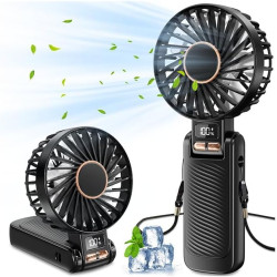 Mini Ventilateur Portable, Poche et Léger Rechargeable(4500mAh & Autonomie 20h), Petit Ventilateur de Table Pliable pour Maison/