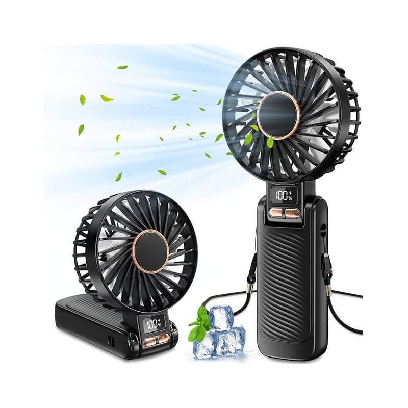 Mini Ventilateur Portable, Poche et Léger Rechargeable(4500mAh & Autonomie 20h), Petit Ventilateur de Table Pliable pour Maison/