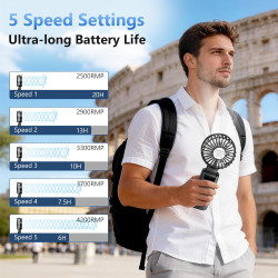 Mini Ventilateur Portable, Poche et Léger Rechargeable(4500mAh & Autonomie 20h), Petit Ventilateur de Table Pliable pour Maison/
