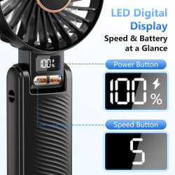 Mini Ventilateur Portable, Poche et Léger Rechargeable(4500mAh & Autonomie 20h), Petit Ventilateur de Table Pliable pour Maison/