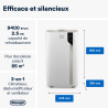 De'Longhi Pinguino PAC EX93 Climatiseur mobile, avec tuyau d'échappement, 60 dB(A), technologie Whisper - Très silencieux, pour 