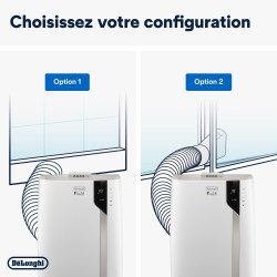 De'Longhi Pinguino PAC EX93 Climatiseur mobile, avec tuyau d'échappement, 60 dB(A), technologie Whisper - Très silencieux, pour 