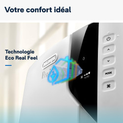 De'Longhi Pinguino PAC EX93 Climatiseur mobile, avec tuyau d'échappement, 60 dB(A), technologie Whisper - Très silencieux, pour 