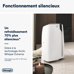 De'Longhi Pinguino PAC EX93 Climatiseur mobile, avec tuyau d'échappement, 60 dB(A), technologie Whisper - Très silencieux, pour 