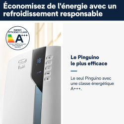 De'Longhi Pinguino PAC EX105 Climatiseur mobile avec technologie EcoRealFeel 10 000 BTU/h, pour pièces jusqu'à 100 m³, fonction 