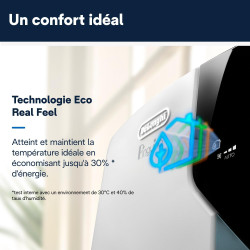 De'Longhi Pinguino PAC EX105 Climatiseur mobile avec technologie EcoRealFeel 10 000 BTU/h, pour pièces jusqu'à 100 m³, fonction 