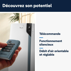 De'Longhi Pinguino PAC EX105 Climatiseur mobile avec technologie EcoRealFeel 10 000 BTU/h, pour pièces jusqu'à 100 m³, fonction 
