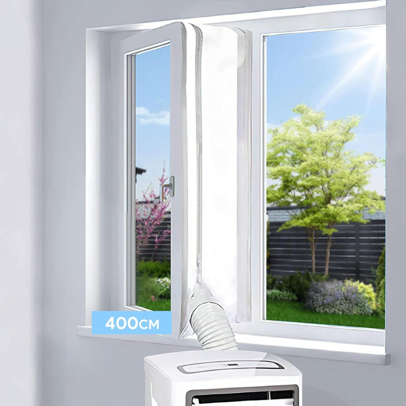 Joint de Fenêtre Climatisation 400CM, Tissus Calfeutrage Climatisation Mobile pour Fenêtres, Accessoire Climatiseur Mobile pour 