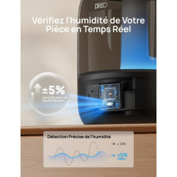 Dreo 3L Humidificateur Bébé Silencieux 26dB avec Capteur d’Humidité, Brume Fraîche Ultrasonique, Buse 360°, 30H Autonomie, Diffu