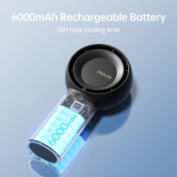 JISULIFE Ventilateur turbo portatif [18 heures de refroidissement maximum], 6000mAh USB rechargeable, petit ventilateur de poche