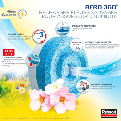 Rubson – AERO 360° Recharges en tabs parfum lavande relaxante, recharges pour absorbeur d'humidité, ultra absorbantes et anti od