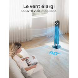 DREO Cruiser Pro 106 cm Smart Turm Fan, WiFi Alexa Fan, ventilateur oscillant à 90°, 9 niveaux de vitesse, minuterie de 12 heure