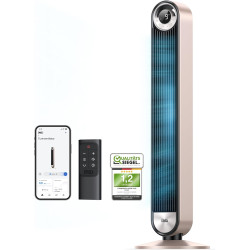 DREO 25 dB Ventilateur de tour silencieux Smart, 106cm de hauteur 4 modes 9-vitesse Max 7,9m/s 12H Timer Ventilateur oscillant à