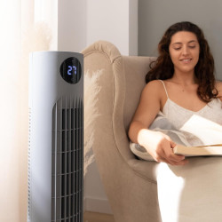 Cecotec - Ventilateur de Colonne EnergySilence 800 Skyline Smart - Diamètre 91 cm, LED et Télécommande, 3 Vitesses et Minuterie 