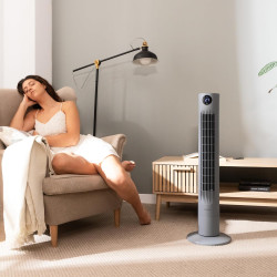Cecotec - Ventilateur de Colonne EnergySilence 800 Skyline Smart - Diamètre 91 cm, LED et Télécommande, 3 Vitesses et Minuterie 