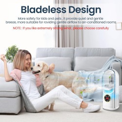 Ventilateur Tour Sans Pales,Ventilateur Silencieux sans Pale pour chambre à coucher,35 dB,6 Vitesses de Réglage,Humidification,M