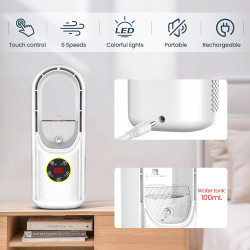 Ventilateur Tour Sans Pales,Ventilateur Silencieux sans Pale pour chambre à coucher,35 dB,6 Vitesses de Réglage,Humidification,M