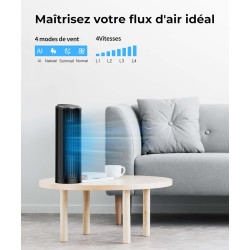 PNTCK Ventilateur colonne de Tour avec Télécommande, 33 cm Ventilateur ultra silencieux(24 dB) - 4 Modes & 4 Vitesses, Oscillati