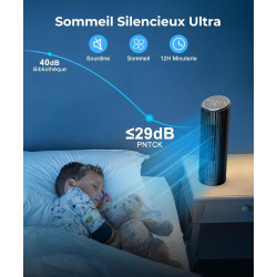 PNTCK Ventilateur colonne de Tour avec Télécommande, 33 cm Ventilateur ultra silencieux(24 dB) - 4 Modes & 4 Vitesses, Oscillati