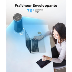 PNTCK Ventilateur colonne de Tour avec Télécommande, 33 cm Ventilateur ultra silencieux(24 dB) - 4 Modes & 4 Vitesses, Oscillati